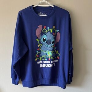 Disney Stitch Navy Sweatshirt with Festive Lights